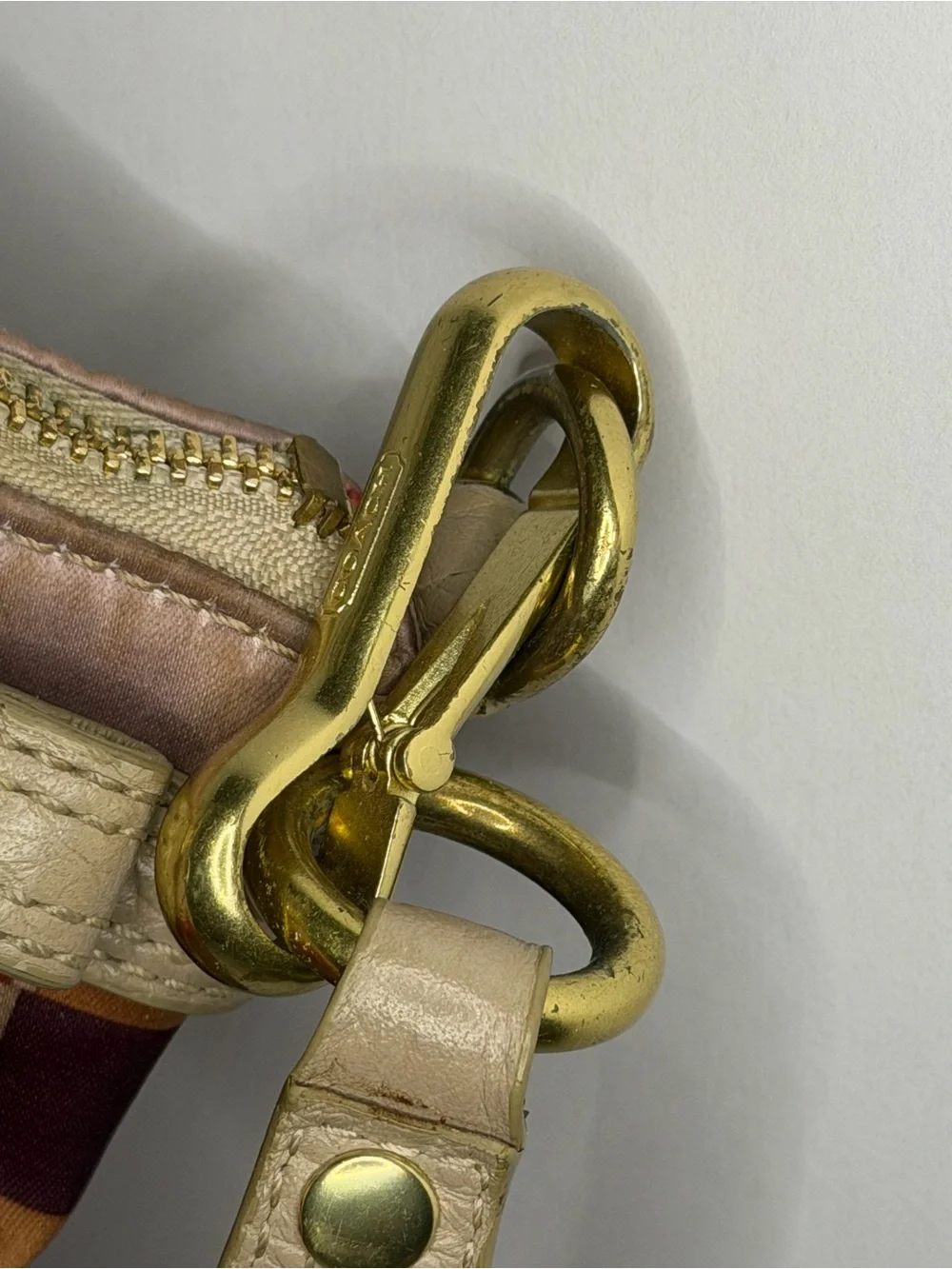 Coach Op Art Sophia Signature Bag.  with Beige Leather Trim  K1120-18636